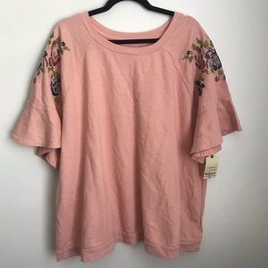 St. John’s Bay | Plus Embroidered Pink Blouse